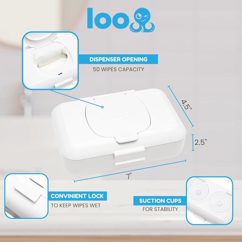 Loo Discreet Flushable Wipes Dispenser – Fits Standard Size Flushable Wipes Only – No-Drill Suction Mount, Hygienic Low-Profile Holder for Bathroom & Toilet - Image 5